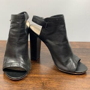 Vince Camuto Women's Vamelia Leather Slingback Open Toe Heel Booties Black 8